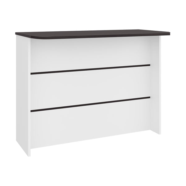 English Elm Central modern kitchen island with two-tone black & white finish, ample storage, durable prep surface B128P398865