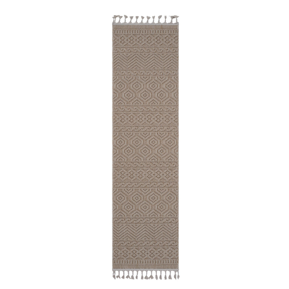 English Elm Guros Mocha Geometric Runner Rug - Durable Indoor/Outdoor Design For High-Traffic Spaces, 2X8 Ft B189P183451
