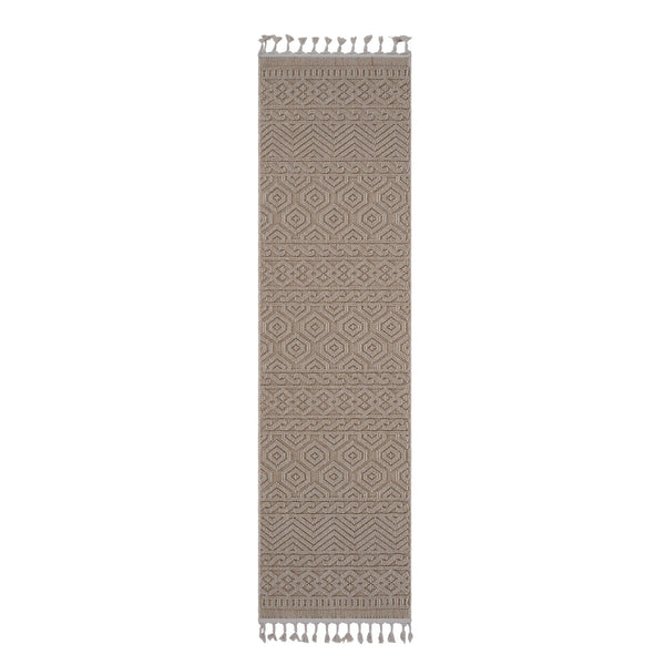 English Elm Guros Mocha Geometric Runner Rug - Durable Indoor/Outdoor Design For High-Traffic Spaces, 2X8 Ft B189P183451