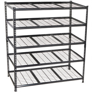 English Elm 5-tier Industrial Steel Shelving Unit Boltless Garage Workshop Storage Rack Black W2932P373612