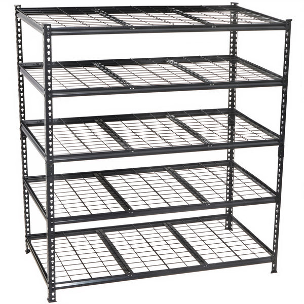 English Elm 5-tier Industrial Steel Shelving Unit Boltless Garage Workshop Storage Rack Black W2932P373612