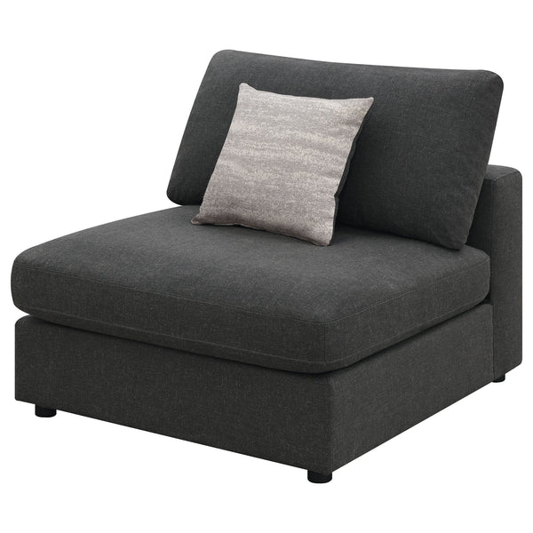 English Elm Duncan Modular Armless Chair in Charcoal Muslin Fabric with Removable Back Cushion, Cozy Modern Seating B062P357799
