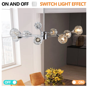 English Elm 28" Modern Crystal Chandelier 9-Light Elegant Iron Frame Fixture for Living Room Dining Bedroom Ambience Chrome W1340P189547