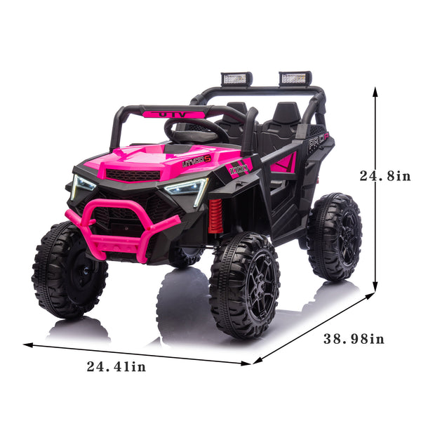 English Elm 24v 400w Kids Electric Utv Ride on with Remote Bluetooth Led Suspension Cockpit Pink W1578P284294
