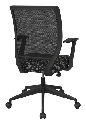 OSP Home Furnishings Screen Back Mesh Task Chair with Lumbar Support and T Arms for Home Office Use Domino EM51022N-K107