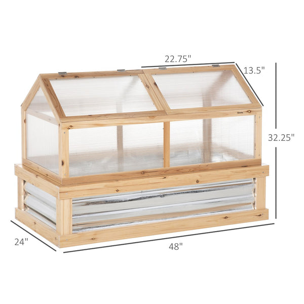 English Elm Outsunny Raised Garden Bed With Polycarbonate Greenhouse, Versatile Cold Frame For Year-Round Growth W2225P200936-GIGA