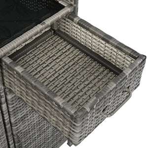 English Elm K&k Outdoor Wicker Bar Cabinet with Tempered Glass Top Adjustable Shelving and Drawer Grey N707P233745G