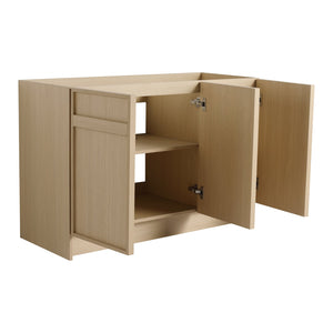 English Elm 48" Freestanding Bathroom Vanity with 3 Soft-Close Doors, Adjustable Shelf, Scratch & Water-Resistant Finish W999P239163