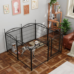 English Elm Dog Playpen 8 Panel Heavy Duty Iron Pet Fence Foldable Indoor Outdoor Exercise Pen Black W368P234000