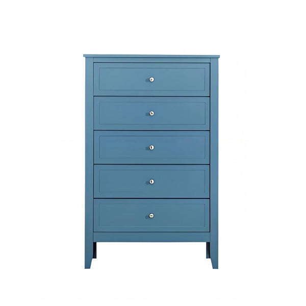 English Elm Daniel Assembled 5-Drawer Chest with English Dovetail Drawers, Metal Hardware & Solid Wood Frame Teal 51 L x 34 W x 18 H B078P400746