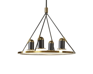 Sunpan DUNLOP Chandelier - Bold Modern Minimalist Lighting with Antique Brass & Clear Glass for Any Space 106795