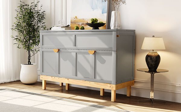 English Elm Queen Murphy Wall Bed Solid Pine Cabinet with Drawer Modern Space Saving Design Gray N708P243886E