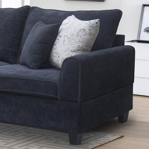 English Elm Gabriella Fabric Sectional with Left Chaise Storage Ottoman and Wood Legs Modern Living Black B2749S00159