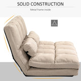 Homcom Convertible Floor Sofa Chair, Folding Couch Bed with 2 Pillows, Beige, 40.25