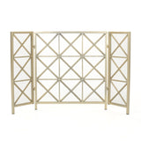 Christopher Knight Home® - Noble House - Margaret 3 Panelled Gold Iron Fireplace Screen