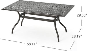 English Elm Christopher Knight Home® - Ravenna Bronze 6-Person Cast Aluminum Patio Dining Set with Floral Lattice Table, Rust-Resistant 54589.00BZE-6_57704.00