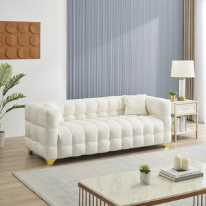 English Elm 80 Green Gray Beige Modern 3-Seater Sofa, 80in Compact Waterproof Tech Fabric, Pet-Proof Durable Comfort W1658P202402