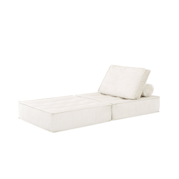 English Elm 33.4 Inch Modular Corduroy Lounge Chair with Spring Cushions for Compact Living Spaces White W3975P455224