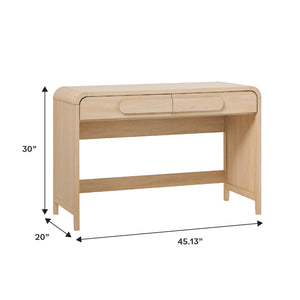 English Elm Walker Edison - Modern Curved Waterfall Desk with Drawers and Rounded Edge Design, Durable MDF Surface, Stylish Statement Pulls Oak 49 L x 24 W x 6.63 H B185P200199