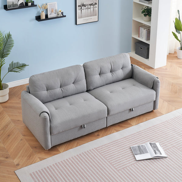 English Elm 79.50" Teddy Cotton-Linen Sofa With Metal Legs - Stylish 3-Seat Comfort For Modern Living Rooms W3356S00030