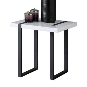 English Elm Modern Sculpted Sofa Table with Two-Tone Finish, Open Shelves for Display and Minimalist Storage Elegance Black,White 28 L x 28 W x 7 H B2741P357615