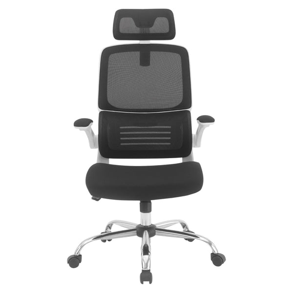 OSP Home Furnishings Mesh Back Ergonomic Office Chair with Lumbar Support Headrest and Chrome Base EMW60020CHR-3