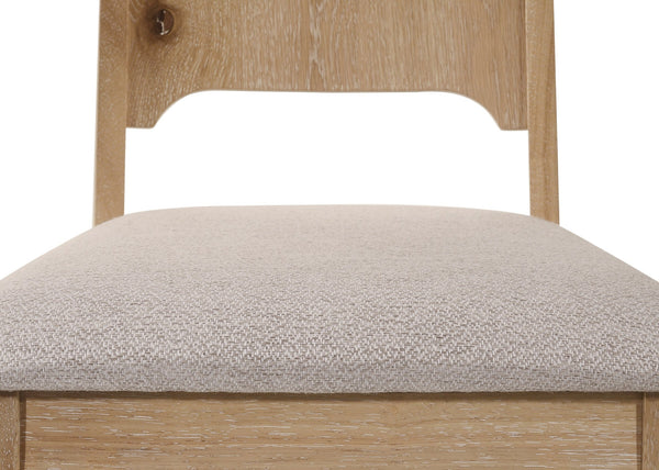 English Elm Set of 2 Warm Wood Beige Dining Side Chairs - Upholstered Spat-Back, Cushioned Seats, Sleek Solid Wood Finish B011P373694