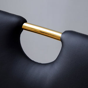 English Elm Marble-Patterned Foldable Dining Table With 4 Black U-Shaped Armchairs - Modern, Space-Saving Set W2920S00087