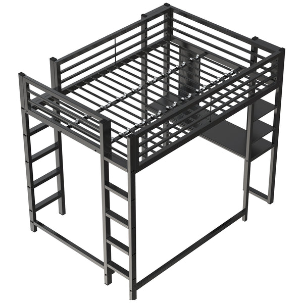 English Elm Loft Bed With Desk And Storage, Full Size Metal Frame For Teens, Stylish Space-Saving Design W2904S00003