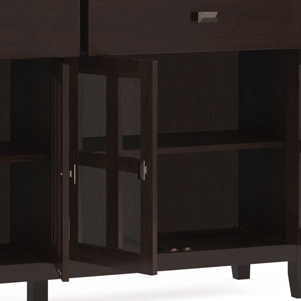 English Elm Artisan Solid Wood Large 4-Door Sideboard Buffet In Distressed Chestnut For Stylish Storage Solutions B136P158429