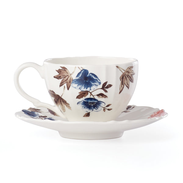 Lenox Sprig & Vine Teacup & Saucer White, WHITE PORCELAIN 890727