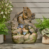 Christopher Knight Home® - Noble House - Callan Outdoor Bear Family Fountain, Light Brown and Moss