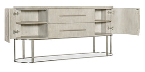 Hooker Furniture Modern Mood Server Elegant Quartered Oak Sideboard With Wire-Brushed Texture, Pewter Accents, Storage Delight Light Brown 6850-75907-80