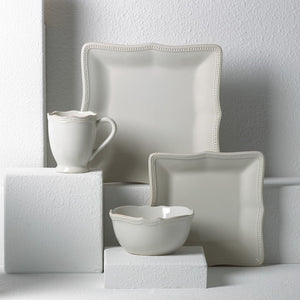 Lenox French Perle Bead White Square 4-piece Place Setting White, WHITE STONEWARE 854796