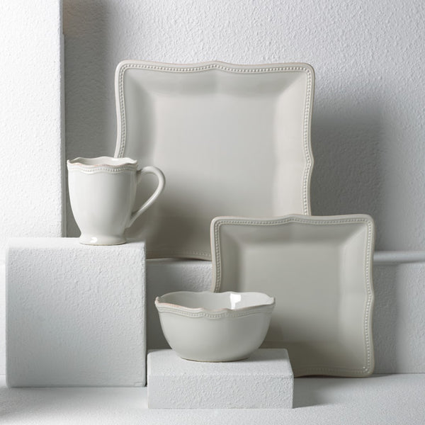 Lenox French Perle Bead White Square 4-piece Place Setting White, WHITE STONEWARE 854796