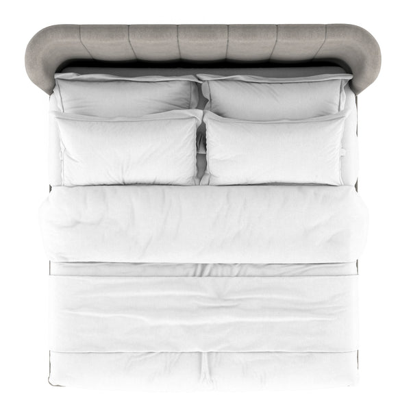 A.R.T. Furniture Vault Elegant Bed With Fancy Face Veneer Headboard And Plinth Base In Stylish Mink Finish Gray Parawood Solids,Foam,Fabric 285126-2354