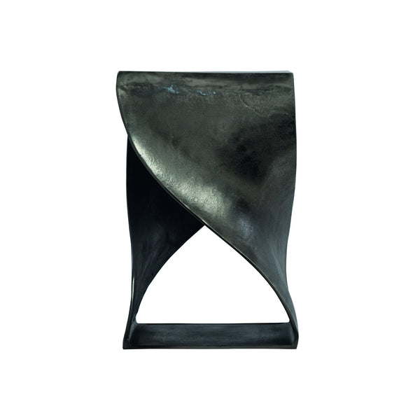 Bernhardt Bernhardt Vika Sculptural Accent Table 14" Square Top, Twisting Cast Aluminum Base In Graphite Finish 386160