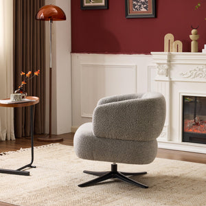 English Elm Cuddle-style linen swivel chair with 360° rotation, wrap-around cradle design for cozy compact spaces Antique Grey W3248P354261
