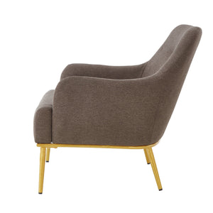 English Elm Modern Chenille Armchair with Curved Back Gold Legs Plush Accent Seat for Any Room Brown N763P360684D