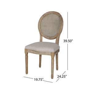 English Elm Christopher Knight Home® - DININGCHAIR Elegant Wicker & Fabric Dining Seat with Carved Legs Distressed Finish for Stylish Homes Beige 65165.00BGE