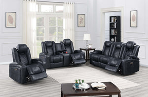 English Elm Modern Leatherette Power Reclining Sofa with Storage Cup Holders Adjustable Headrests B011P467545