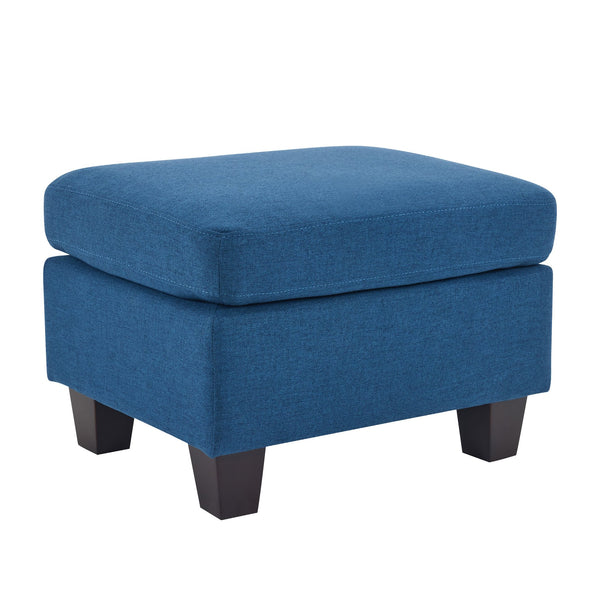 English Elm Upholstered Compact Ottoman with Birch Legs Padded Footrest for Living Room Decor Navy Blue N757P377351N