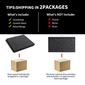 English Elm 30'' Floating Wall-Mounted Bathroom Vanity With Ceramic Sink & Soft-Close Doors For Modern Spaces P2 W999S00213-GIGA