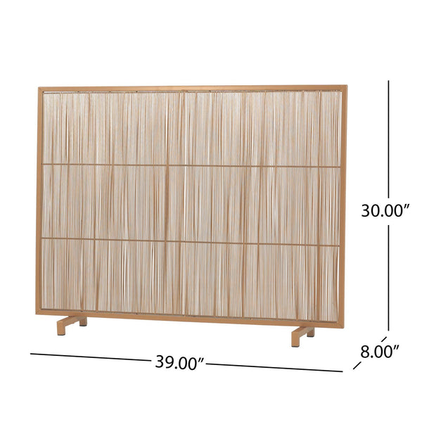 English Elm Willow Iron Fireplace Screen Powder Coated Vertical Bar Grid for Modern Interiors Golden N775P386927G