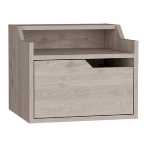 English Elm Winchester Floating Nightstand with Dual-Tier Surface, Spacious Drawer, Wall-Mount Modern Storage Light Gray 18 L x 17 W x 5 H B097P199743