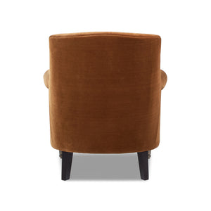 English Elm Jennifer Taylor Home - Eloise Handcrafted 30" Pleated Sock-Arm Accent Chair with Camelback Silhouette and Solid Wood Legs Burnt Orange B2719P385741