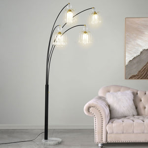 English Elm Marcos Five Arm Crystal Arc Tree Lamp with Marble Base for Modern Living Rooms B062S01750