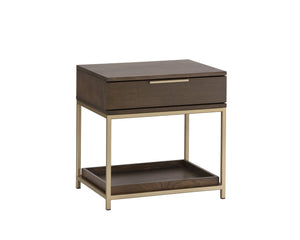 Sunpan Rebel Nightstand - Modern Oak Wood Design with Soft Closing Drawer and Elegant Gold Hardware Accents Small - 23.5W x 17.75D x 23.5H