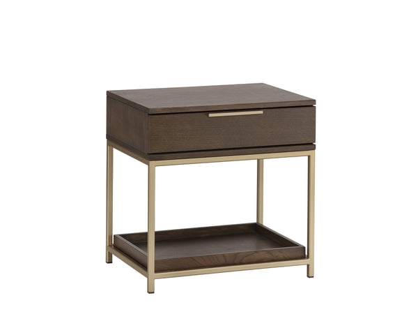 Sunpan Rebel Nightstand - Modern Oak Wood Design with Soft Closing Drawer and Elegant Gold Hardware Accents Small - 23.5W x 17.75D x 23.5H