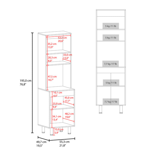 English Elm Fingal Natural Oak Pantry Cabinet with Microwave Niche and Closed Kitchen Storage B097P474321